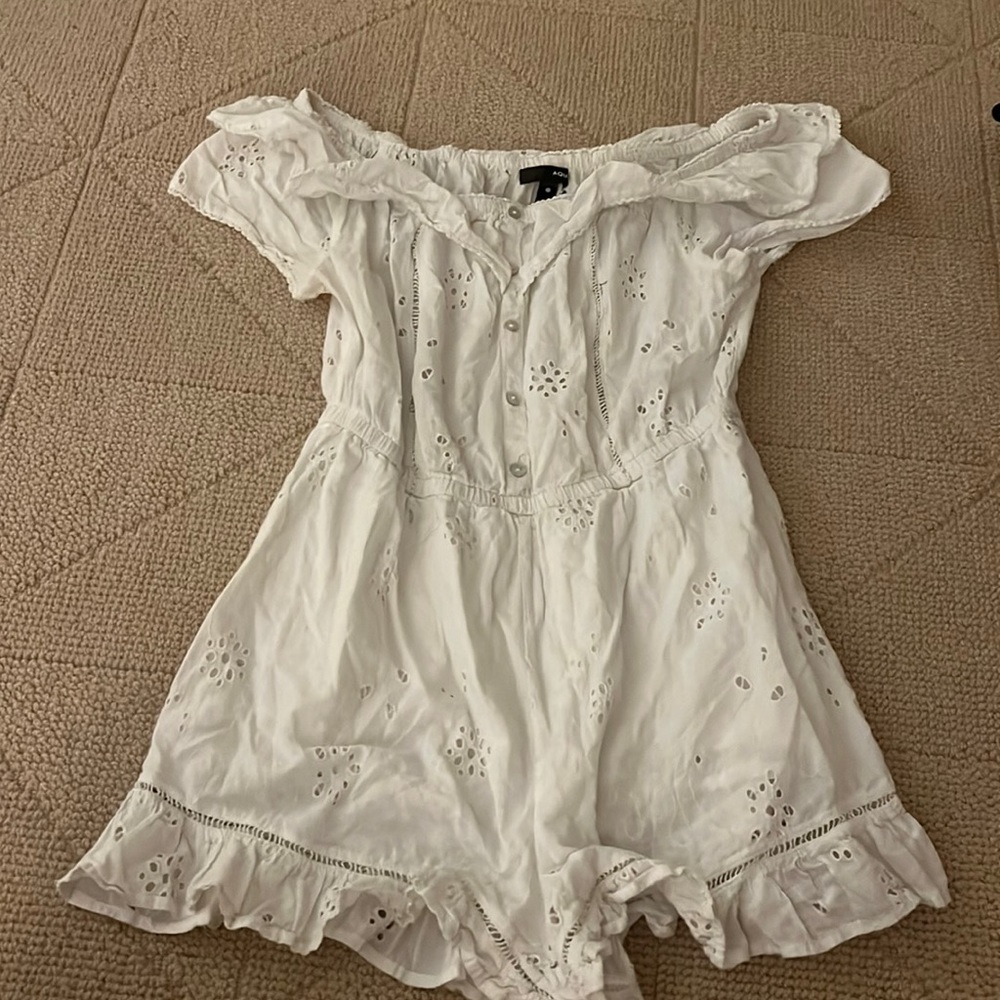Aqua white romper